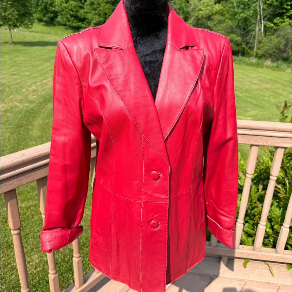 Pamela McCoy Vibrant Red Leather Jacket - Sz L